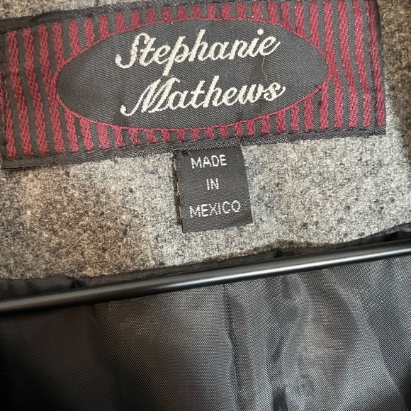 Stephanie Mathews Pea Coat Medium Gray Wool Blend Double Breasted With Hood - Picture 3 of 14